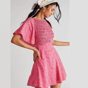 Free people Florence Mini dress ditzy floral pink cottage core fairy Sz Small
